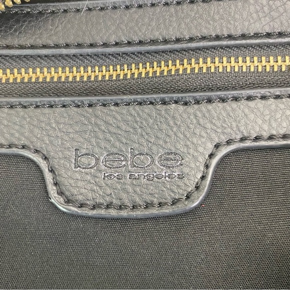 Bebe Women’s Black Gina Velvet Large Backpack Gold Tone Hardware Adjustable - Picture 5 of 16